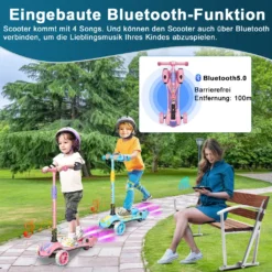 Roller Kinder 3-10 Jahre, Kinderroller 3 Räder, Mit Bluetooth Musik Spray LED Rädern Höhenverstellbar Faltbar Kinderscooter Dreiradscooter Tretroller Scooter Für Kinder Jungen Mädchen Bis 60kg (Rosa) -Globbervi Verkaufe af827c11b43dc00e9d4507e054a74efc
