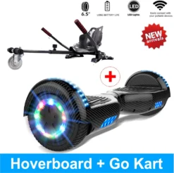 6.5 Zoll Hoverboard Mit Sitz Mit Bluetooth-Lautsprecher LED-Leuchten, Elektroroller Hoverkart, Elektro Scooter Go-Kart , Geschenk Für Kinder Jugendliche Erwachsene