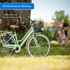 Bergsteiger AmsterdamDamenfahrrad 28 Zoll , Mit Korb, Fahrrad-Licht, Rücktrittbremse, Rahmenhöhe 48 Cm, Hollandrad Im Retro-Design, Farbe Hellgrün -Globbervi Verkaufe b11ec4d553f538b328c70e5daa8d53ec 2