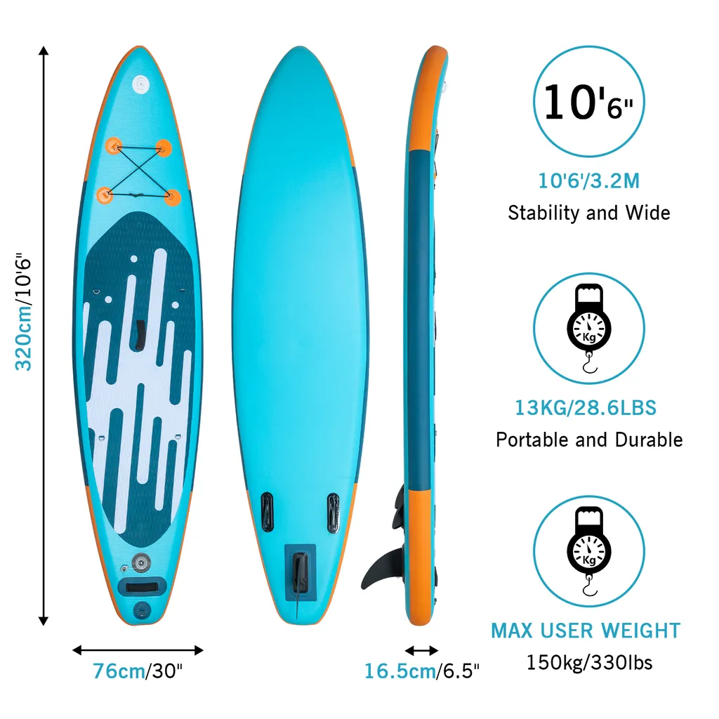 Puluomis Stand Up Paddle Boards Aufblasbar SUP 320cm Surfbrett Paddling Paddelboard Set Mit Video Halter Und Fußband, , MB. Bis 150Kg 320x76x16cm, Blau 2 Puluomis Stand Up Paddle Boards Aufblasbar SUP 320cm Surfbrett Paddling Paddelboard Set Mit Video Halter Und Fußband, , MB. Bis 150Kg 320x76x16cm, Blau – Bild 2