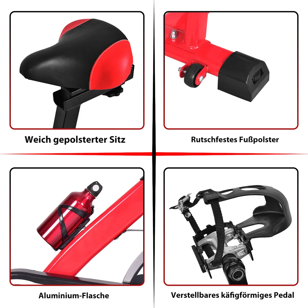 COSTWAY Indoor Fahrrad Mit 8KG Schwungrad, Heimtrainer Fahrrad Mit Einstellbarem Widerstand, Höhenverstellbarem Sitz Und Lenker, Handyhalterung Und LCD-Anzeige, Fitnessbike Bis 150KG Belastbar 5 COSTWAY Indoor Fahrrad Mit 8KG Schwungrad, Heimtrainer Fahrrad Mit Einstellbarem Widerstand, Höhenverstellbarem Sitz Und Lenker, Handyhalterung Und LCD-Anzeige, Fitnessbike Bis 150KG Belastbar – Bild 5