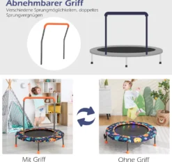 COSTWAY φ92 Cm Kindertrampolin, Minitrampolin Für Kinder Mit LED-Beleuchtung, Gepolsterter Sicherheitsgriff, Rundes Sprungtuch & Schutzhülle, Bis 25 Kg Belastbar, Ideal Für Kinder Von 3 - 6 Jahren -Globbervi Verkaufe b40f20eac382c7cb7b06f573182b2ee3