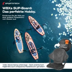 Sportstech 8in1-Stand Up Paddling Board Set + Kajak-Sitz & LED Dry Bag + Lautsprecher, Standup Paddleboard Aufblasbar + Luftpumpe & Fiberglas Paddel, Sommerspaß Stand-up Paddling, WBXs Surfbrett -Globbervi Verkaufe b528f677633639b259d1a006e0b20b6c