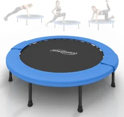 Physionics® Fitness Trampolin - Durchmesser Ø 96 Cm, Indoor Und Outdoor, Max: 100 KG, Mit Randabdeckung - Kindertrampolin, Gartentrampolin, Mini Trampolin, Klappbar -Globbervi Verkaufe b5d2f6f81388027970b0a520d3730c0e