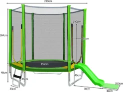 Merax Trampolin Outdoor Gartentrampolin Ø 213 Cm Kindertrampolin Inkl. Leiter, Rutsche, Sicherheitsnetz Und Sprungtuch, Randabdeckung & Zubehör, Grün -Globbervi Verkaufe b600ab47baba24fa66b1a4c0810b7250