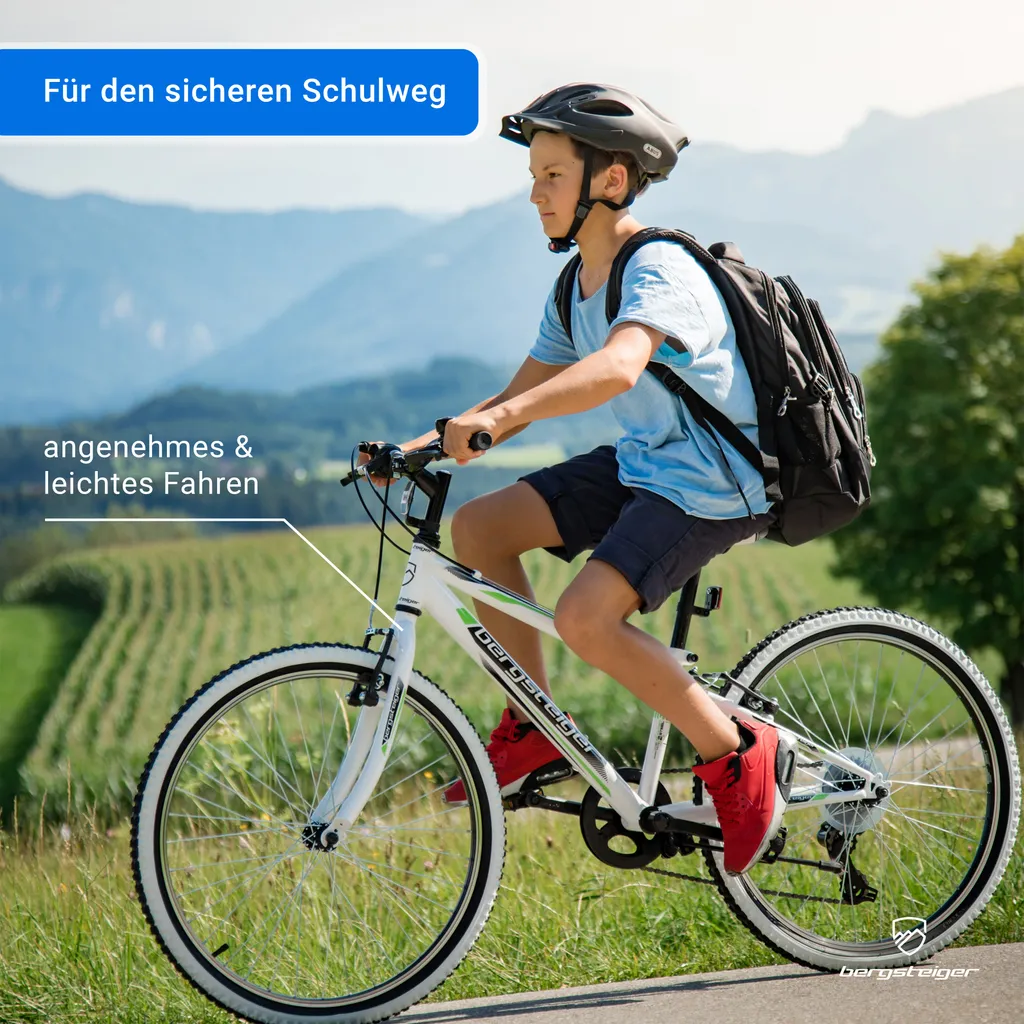 Bergsteiger Kansas 24 Zoll Kinderfahrrad, Geeignet Für 8, 9, 10, 11 Jahre, Shimano 6 Gang-Schaltung, Mountainbike Mit Weißwandbereifung, Jungen-Fahrrad, Mädchen-Fahrrad 2 Bergsteiger Kansas 24 Zoll Kinderfahrrad, Geeignet Für 8, 9, 10, 11 Jahre, Shimano 6 Gang-Schaltung, Mountainbike Mit Weißwandbereifung, Jungen-Fahrrad, Mädchen-Fahrrad – Bild 2