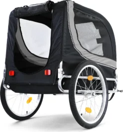 Fahrradanhänger Hundeanhänger Klappbar Für Haustiere Grau Schwarz Bis 40Kg -Globbervi Verkaufe b98ad008c4baed16a260a21e6502fba4
