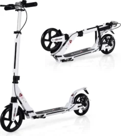 COSTWAY Kickscooter Mit Klingel Und Ständer, Scooter Roller Höhenverstellbar, Tretroller Klappbar, Cityroller Bis 100kg Belastbar, Scooter Inkl. Traggurt, Für Kinder Und Erwachense