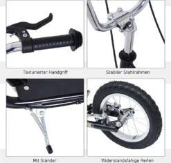 HOMCOM Kinderroller 16/12 Zoll Scooter Tretroller Mit Bremsen Cityroller Kickboard Kinder Roller Für 5+ Jahre Kinder Schwarz 135 X 58 X 92-100 Cm -Globbervi Verkaufe bbac8c035c0108e587578396261f0114
