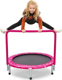 COSTWAY φ92cm Mini Trampolin, Fitness Trampolin Faltbar, Kindertrampolin Bis 150kg Belastbar, Gartentrampolin, Indoor- Und Outdoortrampolin