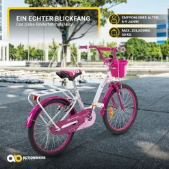 Actionbikes Kinderfahrrad Daisy 20 Zoll - Kinder Fahrrad - V-Brake Bremsen - Kettenschutz - Fahrradständer - Kinderrad - Jugend Fahrrad - Rad - Bike - Mädchen - Pink - 6-9 Jahre -Globbervi Verkaufe bbf52e2b20c0060b6d82b094e5860e55