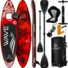 KESSER® SUP Board Aufblasbar Set Mit Sichtfenster Stand Up Paddle Board Premium Surfboard Wassersport | 6 Zoll Dick | Komplettes Zubehör | 130kg , Farbe:(AQUA) Rot 320CM