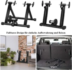 COSTWAY Rollentrainer Aus Stahl, Cycletrainer Klappbar, Fahrrad Heimtrainer Für Indoor Fahrradtraining, Fahrradtrainer Schnellspannhebel Und Double-Locking-System Schwarz -Globbervi Verkaufe bcad257b51fa4adcf95c157b633bc427
