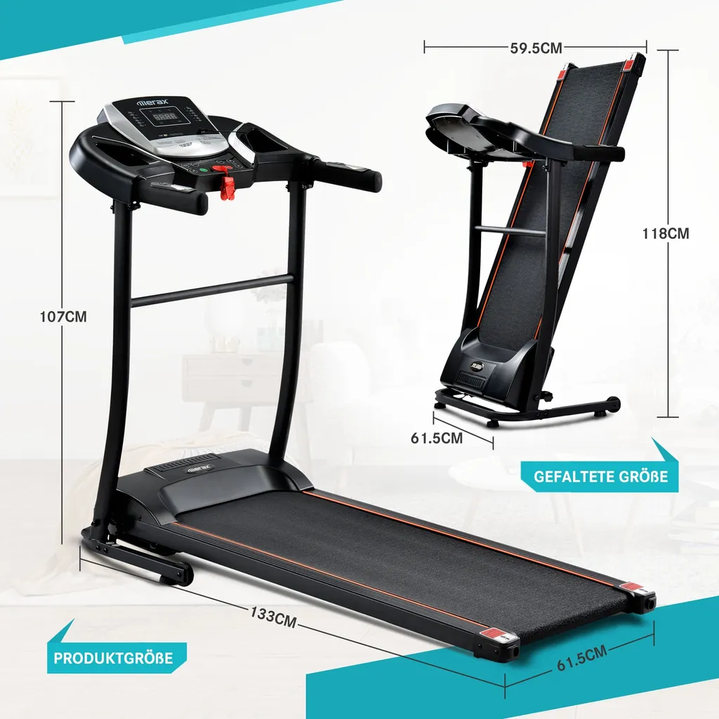 Merax Laufband Klappbar Elektrisch Laufbänder 1,5 PS Leiser Elektromotor 12 Programme Bis 12 Km/h, Trainingsgeräte Mit LED Display+USB Bluetooth+AUX-Konnektivität+Kinomap App, Max. Benutzergewicht 100kg 9 Merax Laufband Klappbar Elektrisch Laufbänder 1,5 PS Leiser Elektromotor 12 Programme Bis 12 Km/h, Trainingsgeräte Mit LED Display+USB Bluetooth+AUX-Konnektivität+Kinomap App, Max. Benutzergewicht 100kg – Bild 9