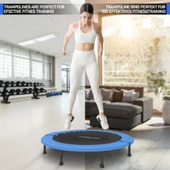 Physionics® Fitness Trampolin - Durchmesser Ø 96 Cm, Indoor Und Outdoor, Max: 100 KG, Mit Randabdeckung - Kindertrampolin, Gartentrampolin, Mini Trampolin, Klappbar -Globbervi Verkaufe be293ad46a80a15d264ff3238d36f037