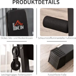 HOMCOM Gym Kraftstation Fitnessstation Multigym Fitnesscenter Fitnessgerät Inkl. Gewichten Mit Rollenpolsterung Stahl Kunstleder Schwarz 148 X 108 X 207 Cm -Globbervi Verkaufe be3e2c7f9e9893f7ddb3aa9bfae9f69e
