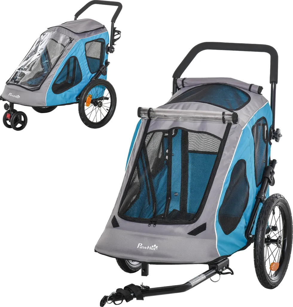PawHut 2-in-1 Fahrradanhänger Haustier Hundeanhänger Oxfordstoff Atmungsaktiv Metall Oxford-Gewebe Blau 140 X 71 X 105 Cm 1 PawHut 2-in-1 Fahrradanhänger Haustier Hundeanhänger Oxfordstoff Atmungsaktiv Metall Oxford-Gewebe Blau 140 X 71 X 105 Cm