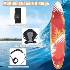 COSTWAY 320 Cm X 76 Cm X 15 Cm Stand Up Paddling Board, Inkl. Rucksack, Pumpe, Verstellbares Paddel, Sicherheitsleine, Bungee-Seil Und Reparaturset, SUP Board 150kg Aufblasbar Orange 11 COSTWAY 320 Cm X 76 Cm X 15 Cm Stand Up Paddling Board, Inkl. Rucksack, Pumpe, Verstellbares Paddel, Sicherheitsleine, Bungee-Seil Und Reparaturset, SUP Board 150kg Aufblasbar Orange -Globbervi Verkaufe bfc1e7558a2cee83f11cd4d9b110fed1