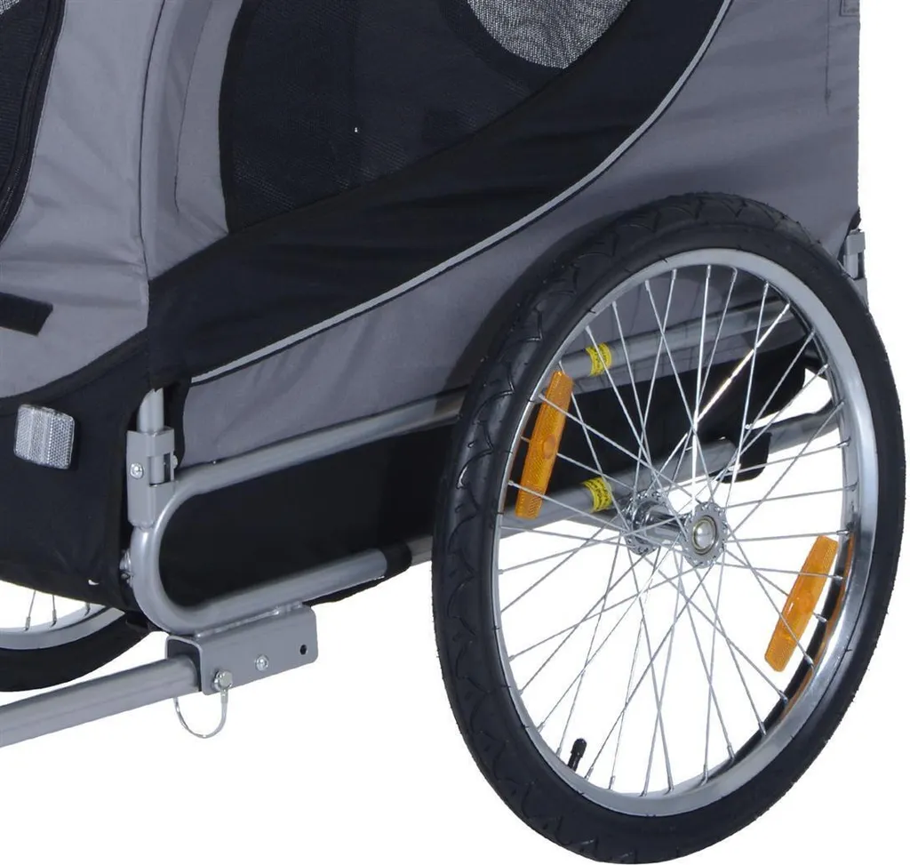 PawHut Hundeanhänger Fahrradanhänger Hundetransporter Hunde Fahrrad Anhänger Grau 130 X 73 X 90 Cm 15 PawHut Hundeanhänger Fahrradanhänger Hundetransporter Hunde Fahrrad Anhänger Grau 130 X 73 X 90 Cm – Bild 15