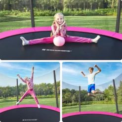 SONGMICS Trampolin Ø 183 Cm, Rundes Gartentrampolin Mit Sicherheitsnetz, Mit Gepolsterten Stangen, Sicherheitsabdeckung, Sicher, Outdoor, Schwarz -Globbervi Verkaufe c371a84aa49b85e013e278abf3e9ccb9