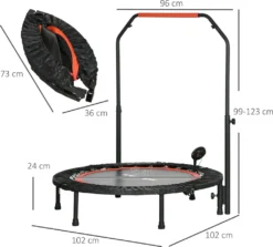 SPORTNOW 102 Cm Fitness-Trampolin, Faltbares Mini-Trampolin Mit 4-Fach Höhenverstellbarer Haltegriff, LCD-Monitor, Fitness-Rebounder Für Erwachsene, Kinder, Bis 100 Kg -Globbervi Verkaufe c3ca304a76491910ab7d34a4c1126ec1