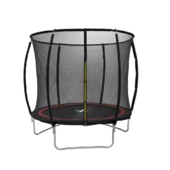 Dunlop Trampolin 6FT - 183 X 50 CM - Gartentrampolin Mit Sicherheitsnetz 200 CM - Kindertrampolin - Max. 80 KG - Schwarz/Rot