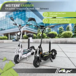 EFlux E-Scooter Street 20 - 500 W - 20 Km/h - E-Scooter Mit Straßenzulassung Klappbar - Keine Helmpflicht - 30 Km Reichweite - 36 Volt - 12 Ah Akku - Easy Fold Mechanismus - Mit Komfortablen Sitz Höhenverstellbar Und Abnehmbar - LED Scheinwerfer - EEC (COC) Zulassung Mit Versicherungskennzeichen Für Mofa Bis 25 Km/h - Scooter - Erwachsene - Elektroroller - Elektrischer Roller -Elektro - Roller - Elektroscooter - (Schwarz) -Globbervi Verkaufe c477b2c2cad8b022a6376399bc58f3a4