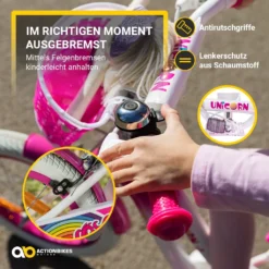 Actionbikes Kinderfahrrad Unicorn 16 Zoll - Kinder Fahrrad - Caliper Bremsen - Kettenschutz - Stützräder - Kinderrad - Rad - Bike - Mädchen - Pink - 4-7 Jahre -Globbervi Verkaufe c4cc5a1c006c91142e0055ba113283f2