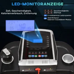 HOMCOM Laufband Klappbar Elektrisch 500W 1-12,8 Km/h Mit LED-Display Getränkehalter Und Handyhalterung Für Home Gym Indoor Fitness Stahl ABS Schwarz+Grau 142 X 66 X 127 Cm -Globbervi Verkaufe c5b33dd537b7b0feb12c29f002b60d83