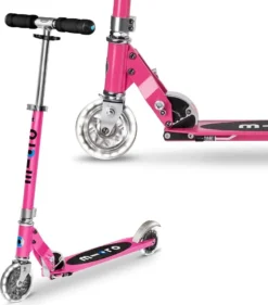 Micro Led Sprite Scooter Roller, 2 Räder, Verstellbar, 5-12 Jahre, Rosa