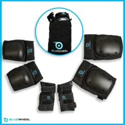 Bluewheel Schutzausrüstung PS200 Größe: L, Für Hoverboard, Inline-Skate, BMX-Fahrrad, Skateboard; Protektoren-Set Mit Optimaler Passformregulierung & Festem Sitz Für Kinder Und Erwachsene – Inkl. Tragebeutel