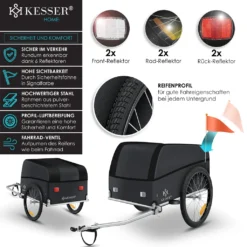 KESSER® Fahrradanhänger Lastenanhänger Transportanhänger Hochdeichsel Mit Kupplung, Inkl. Abdeckung Klappfunktion Hochdeichsel Anhänge Für Fahrrad Transportbox Mit 120 Liter Max. 40 Kg, Farbe:Schwarz / Anthrazit -Globbervi Verkaufe cc041bde42f3d5c3842e8f36f4d51bd1