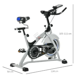 HOMCOM Speedbike Indoor Ergometer Fitnessbikes Mit 15KG Schwungrad Verstellbare Widerstandsstufen Home Gym Bis 180KG Fahrradtrainer LCD-Monitor Metall ABS Silber+Schwarz -Globbervi Verkaufe cc51fae7ef587827f5587a34d58dbdc2