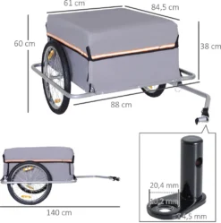 HOMCOM Lasten-Fahrradanhänger Transportanhänger CargoTrailer Fahrrad Faltbar Grau -Globbervi Verkaufe cc68fbdbcc09ecbf71ff4774ffc8d115