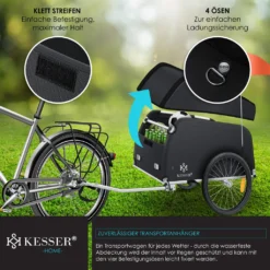 KESSER® Fahrradanhänger Lastenanhänger Transportanhänger Hochdeichsel Mit Kupplung, Inkl. Abdeckung Klappfunktion Hochdeichsel Anhänge Für Fahrrad Transportbox Mit 120 Liter Max. 40 Kg, Farbe:Schwarz / Anthrazit -Globbervi Verkaufe cc9b1a07eadf1192b4b5e68e60f964e6