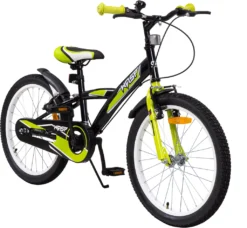 Actionbikes Kinderfahrrad Wasp 20 Zoll - Kinder Fahrrad - Schwarz/Grün - Mit Fahrradständer - Kinderrad - 6 - 9 Jahre - V-Brake-Bremse - Fahrradständer - Schutzblech