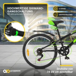 Actionbikes Kinderfahrrad Arrow 24 Zoll - Handschaltung - Kinder Fahrrad - Kettenschutz - Fahrradständer - Jugend Fahrrad - Kinderrad - Bike - Rad - 8 - 12 Jahre -Globbervi Verkaufe cdaff530b03209f97c02d3485b1825e9