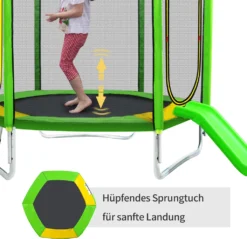 Merax Trampolin Outdoor Gartentrampolin Ø 213 Cm Kindertrampolin Inkl. Leiter, Rutsche, Sicherheitsnetz Und Sprungtuch, Randabdeckung & Zubehör, Grün -Globbervi Verkaufe cdda1542777ece1ea58ac64ec531324a
