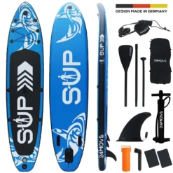 24MOVE® Standup Paddle SUP Board Set BLAU 366, Inkl. Umfangreichem Zubehör, Paddel Und Doppelhubpumpe