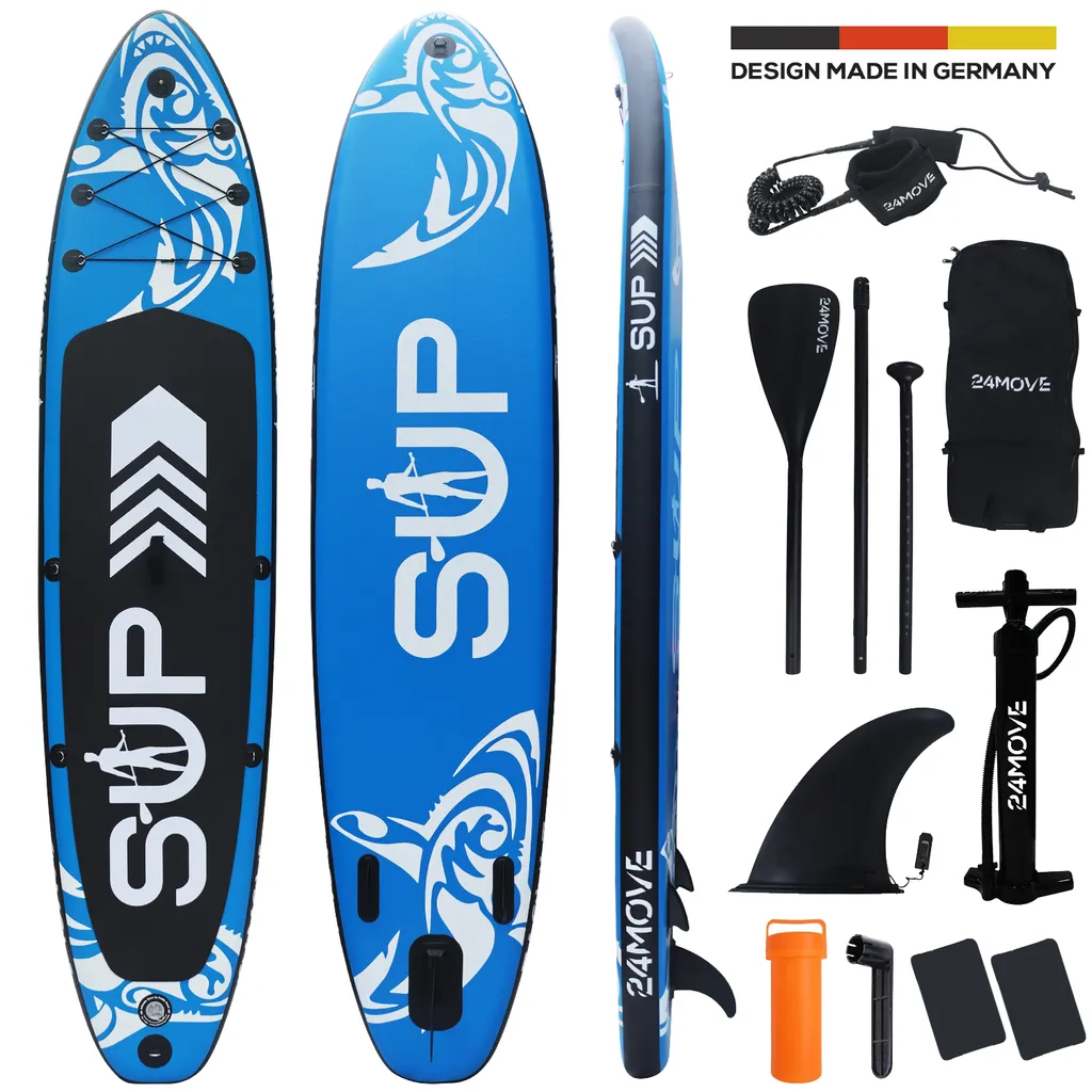 24MOVE® Standup Paddle SUP Board Set BLAU 366, Inkl. Umfangreichem Zubehör, Paddel Und Doppelhubpumpe 1 24MOVE® Standup Paddle SUP Board Set BLAU 366, Inkl. Umfangreichem Zubehör, Paddel Und Doppelhubpumpe