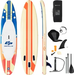 COSTWAY 320 X 76 X 15 Cm Stand Up Paddling Board Mit Sitz, Inkl. Rucksack, Pumpe, Verstellbares Paddel, Sicherheitsleine, Bungee-Seil Und Reparaturset, SUP Board 150kg Aufblasbar