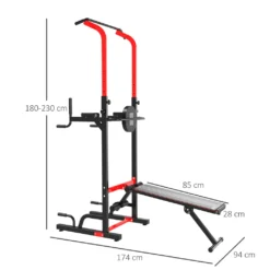 HOMCOM Power Tower Dip Station Büro Fitnesscenter Multifunktionale Kraftstation Höhenverstellbar Täglich Training Klappbar Rückenbrett Stahl PP PVC Schwarz+Rot 94 X 174 X 180-230 Cm 8 HOMCOM Power Tower Dip Station Büro Fitnesscenter Multifunktionale Kraftstation Höhenverstellbar Täglich Training Klappbar Rückenbrett Stahl PP PVC Schwarz+Rot 94 X 174 X 180-230 Cm -Globbervi Verkaufe cfb2903ab952c1c3cec3bb657d61104a
