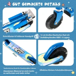 COSTWAY Scooter Kinder Roller, Tretroller Mit LED-Räder, Klappbar Lenker, Höhenverstellbar Kinderroller Cityroller Kickscooter Für Jungen Und Mädchen Ab 3 Jahren -Globbervi Verkaufe d24664b31bb87206a69b428a0e6b38cc