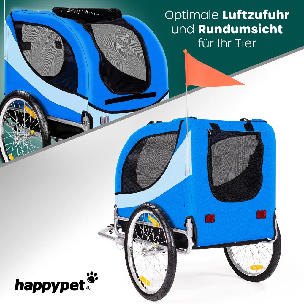 HAPPYPET Hundeanhänger Fahrradanhänger Für Hunde Hundefahrradanhänger Inkl. Anhängerkupplung Regenschutz NAVY BLAU 3 HAPPYPET Hundeanhänger Fahrradanhänger Für Hunde Hundefahrradanhänger Inkl. Anhängerkupplung Regenschutz NAVY BLAU – Bild 3