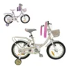 Makani Kinderfahrrad Breeze 16 Zoll Stützräder, Metallrahmen, Korb, Klingel Rosa