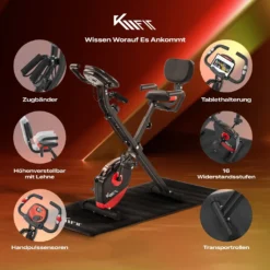 KM-Fit 2in1 Heimtrainer Fahrrad Mit LCD-Display | Fitnessbike Klappbar | Hometrainer 16 Widerstandsstufen | Handpulssensoren | Inkl. Bodenschutzmatte & Handy- Halterung -Globbervi Verkaufe d429525e327f0fb6cee2bb2cc6dae660
