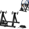 COSTWAY Rollentrainer Aus Stahl, Cycletrainer Klappbar, Fahrrad Heimtrainer Für Indoor Fahrradtraining, Fahrradtrainer Schnellspannhebel Und Double-Locking-System Schwarz