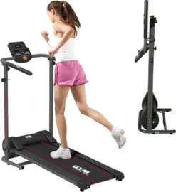 Gymform® Slim Fold Treadmill - Kompaktes, Zusammenklappbares Laufband, Fitnessgerät 6 Km/h, 3 Programme Sowie 3 Variabel Einstellbare Geschwindigkeiten Bis 110 Kg – Aus Der TV Werbung