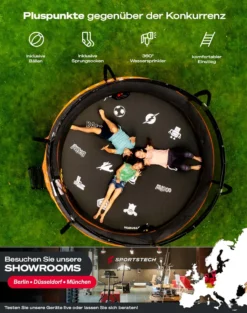 SPORTSTECH HTX500 Trampolin Outdoor Ø 244/305 Cm | Kindertrampoline Garten | Bis 100/120 Kg + Sicherheitsnetz | Outdoor Spielzeug Mit Cooler Sprungmatte & Wassersprinkler | Komplettset Für Draußen - SP_HTX500_8ft_244 -Globbervi Verkaufe d5e89cb9a556175a8a3abfbe4e7bc077
