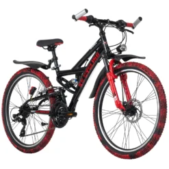 KS Cycling Kinder-Mountainbike ATB Fully 24'' Crusher Schwarz-rot